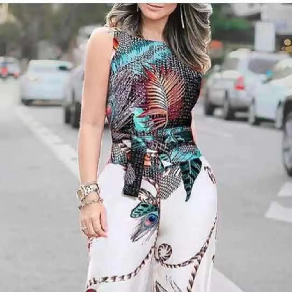 Retro Printed Jumpsuit for Women